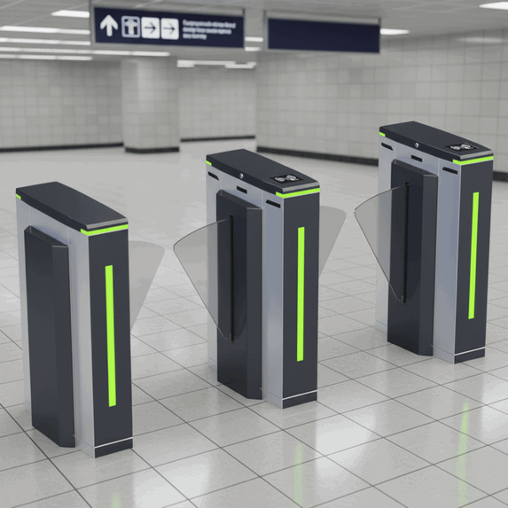 Heavy-Duty Optical Flap Barrier Gate - Industrial Automated Secure Closing Access Control System for Transit Hubs