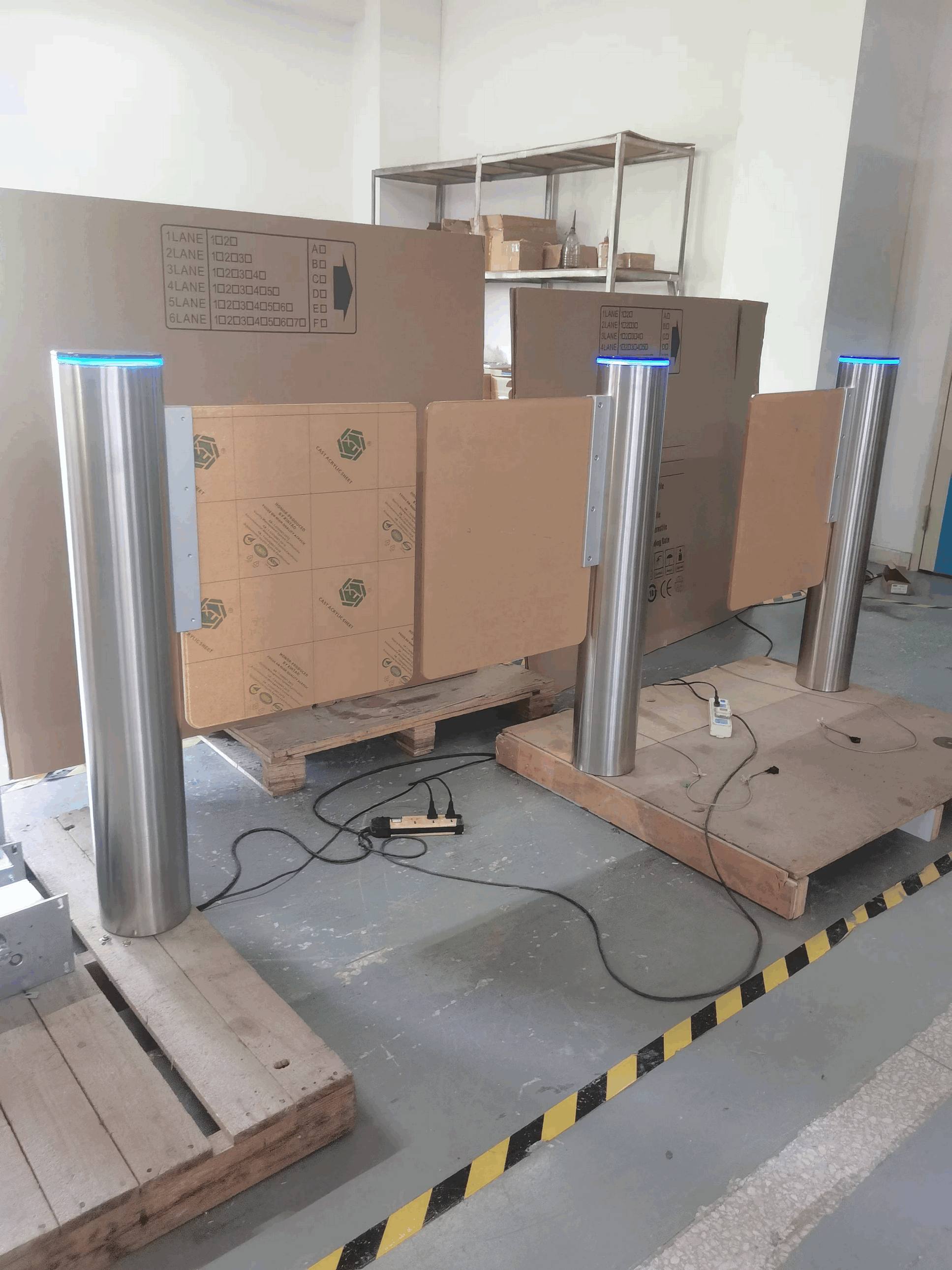 Automatic Dual-Post Induction Sensor Swing Barrier Gate for Retail Entrance Management - Smart Supermarket Access Control System
