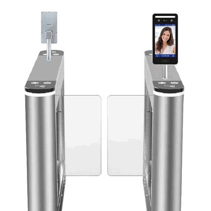 Modern Office Building Automatic Swing Barrier Turnstile Gate with Facial Recognition Attendance System – High-Speed Biometric Access Control System