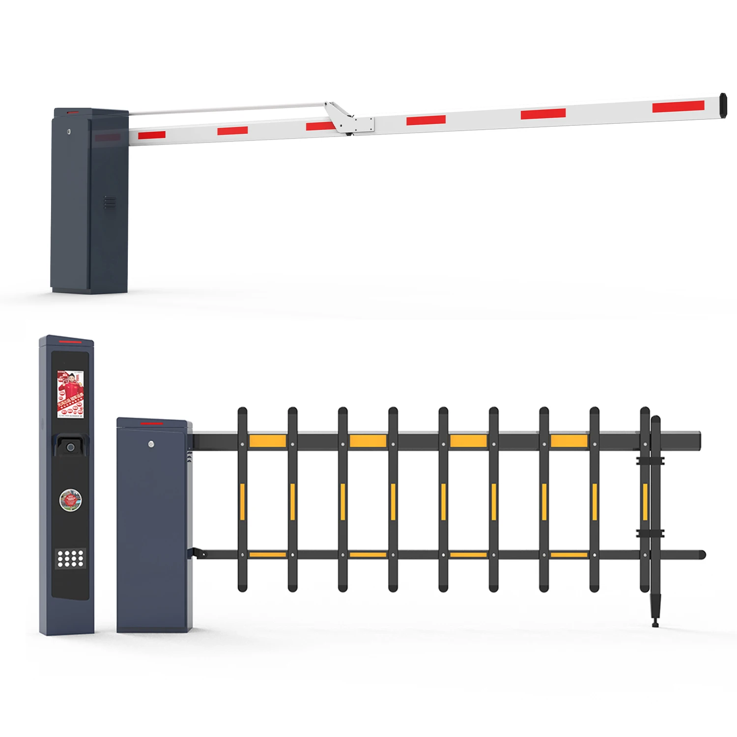 Industrial RFID Security Barrier Gate with Aluminum Boom Arm & Wireless Remote Control - Smart Motorized Vehicle Access Control & Traffic Management System