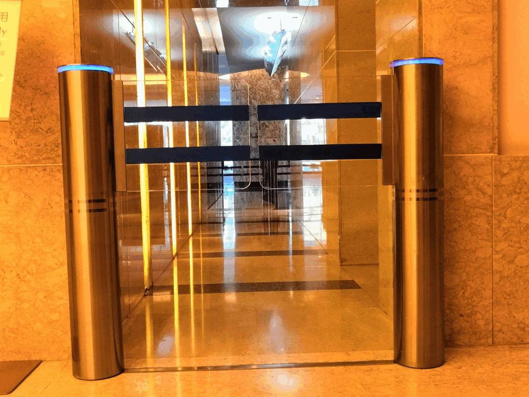 Automatic Dual-Post Induction Sensor Swing Barrier Gate for Retail Entrance Management - Smart Supermarket Access Control System