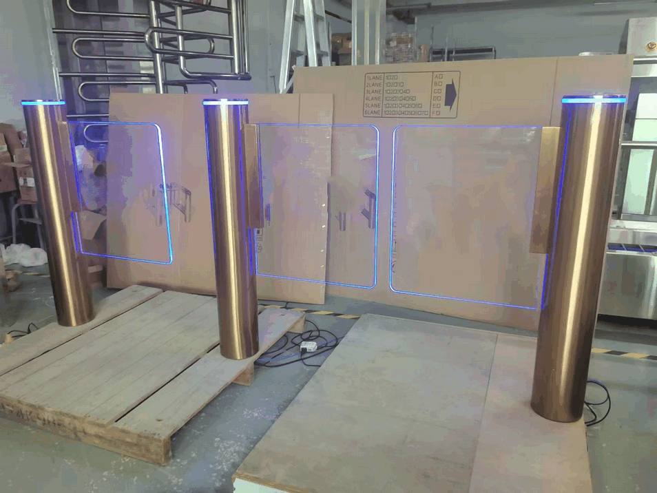 Automatic Dual-Post Induction Sensor Swing Barrier Gate for Retail Entrance Management - Smart Supermarket Access Control System