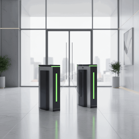 Automatic Optical Flap Barrier Gate - Motorized Touchless Access Control System with IC Card Reader for Secure Entry