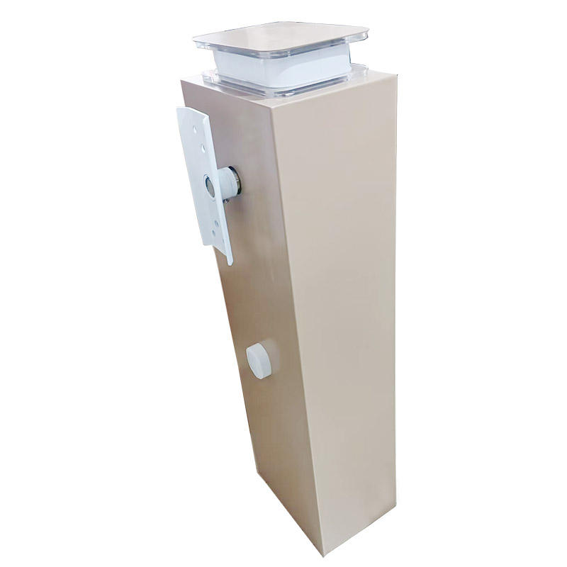 Details of aluminum boom barrier arm with engineer-grade reflective stickers for traffic control